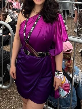 le chateau One-Shoulder Ombre Dress in Pink and Purple